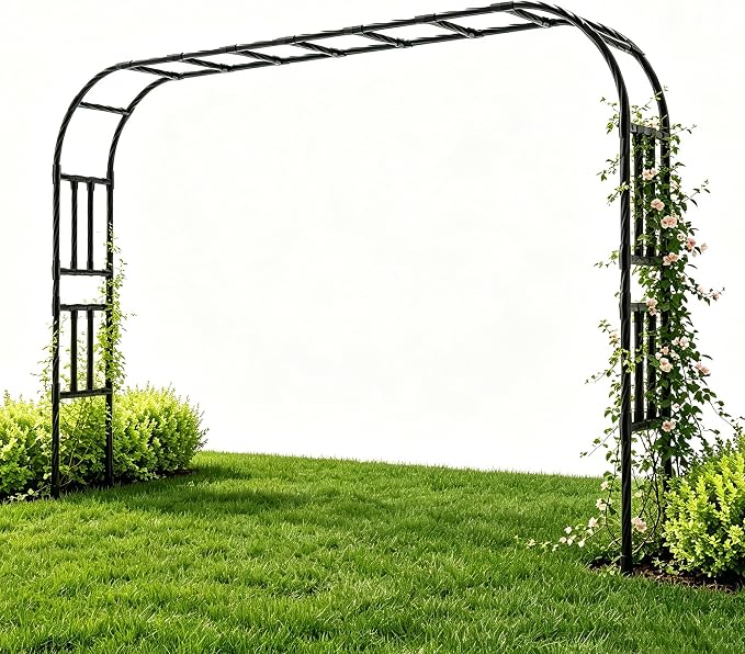 Thickened Metal Garden Arch-126(L)*94.5"(H),Garden Trellis for Climbing Plants Outdoor, Heavy Duty RustProof Iron Arbor Archway for Backyard, Patio, Lawn and Wedding Decorations(20MM Pipe)