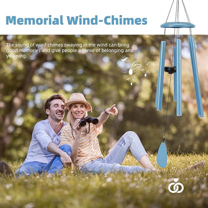 FSVGYY Wind-Chimes-Outdoor-Deep-Tone, Large Soothing Melodic Tones Mobile Windchimes, Wind Chimes for Outside, Memorial Wind Chime Best Gift for Mom Women Grandma Neighbors(32" Blue Coated Aluminum)