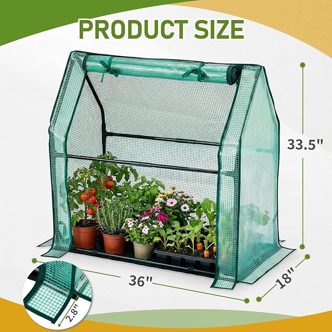 Outvita Mini Greenhouse, Outdoor 3'x3'x3' UV Protected 2-Layer PE Cover Plant Hot House for Flowers, Seed and Vegetables Protection with Roll-up Zippered Doors for Patio Balcony Backyard