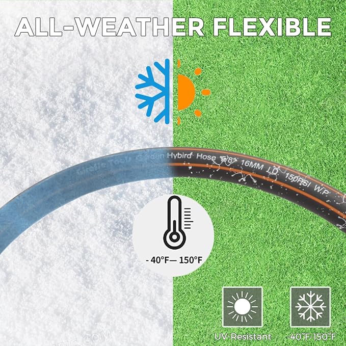 Giraffe Tools Garden Hose 5/8" with Shut off Valve, Custom Length, Heavy Duty, No Kink, Flexible, Rubber Garden Hose, Leakproof Water Hose, 600 Burst PSI, 100ft Male to Female Hose