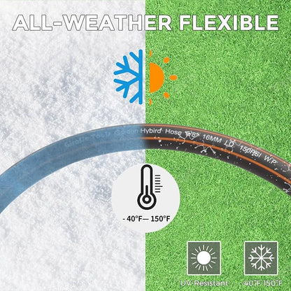 Giraffe Tools Garden Hose 5/8" with Shut off Valve, Custom Length, Heavy Duty, No Kink, Flexible, Rubber Garden Hose, Leakproof Water Hose, 600 Burst PSI, 100ft Male to Female Hose