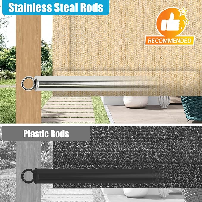 Shade&Beyond 7' W × 17' L Pergola Shade Cover Wheat Pergola Cover Canopy Replacement Shade Cloth for Garden, Patio, Deck, Porch with Grommets and Rods(Make Custom Size)