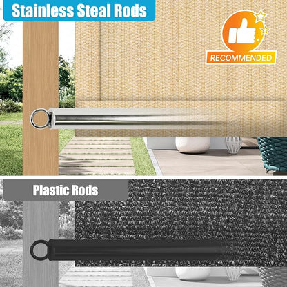 Shade&Beyond 5' W × 15' L Pergola Shade Cover Wheat Pergola Cover Canopy Replacement Shade Cloth for Garden, Patio, Deck, Porch with Grommets and Rods(Make Custom Size)