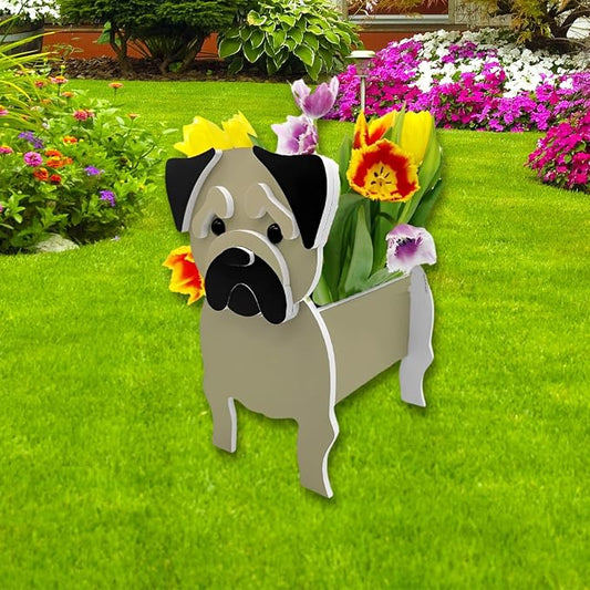 Pug Dog Planter Pots, 9.45 x 7.17 x 10.87 Inches | Dog Flower Pot, Cute Animal Shaped Plant Pot, Gifts for Women & Pet Lovers, Indoor Outdoor Garden Home Office Decor