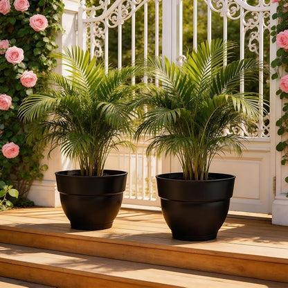 RooTrimmer 4 Pack 16 Inch Plant Pots with Drainage Holes for Indoor Outdoor | Lightweight Durable Planters for Medium&Large Plants,Modern Plastic Flower Pots for Houseplants,Patio,Garden & Balcony
