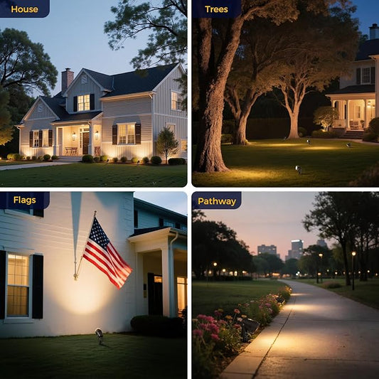 L LOHAS LED 5W Plug in Spotlight Outdoor, 3000K Warm White Landscape Lighting, IP66 Waterproof Spot Lights for Yard, Garden, House, Pathway, Plant, UL Listed (2 Pack)