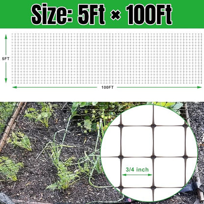 NONMON Bird Netting Deer Fence Netting 5 x 100FT Heavy Duty Garden Netting | for Chicken Coop, Protect Fruit Trees, Plants and Vegetables Against Birds, Deer, Squirrels and Other Animals