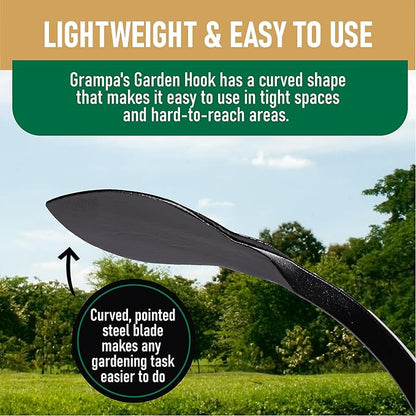 Grampa's Garden Hook - Weed Puller & Gardening Hand Cultivator - Versatile Tool That Functions as Cultivator, Hand Tiller, Weeder, & Edging Tool - Lightweight & Durable