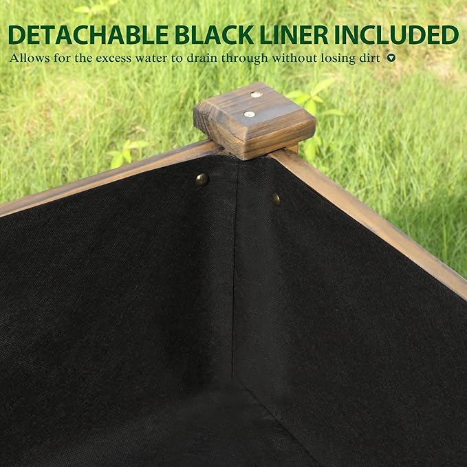 Yardenaler 48x24x33in Raised Garden Bed Featuring Legs, Outdoor Elevated Wood Planted Box Equipped with Wheels & Shelf for Vegetable Flower, Backyard and Patio, Rustic