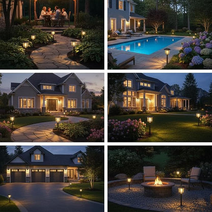 XMCOSY+ Solar Pathway Lights Outdoor, Glass Garden Lights with Warm Edison Glow, Waterproof Stainless Steel Landscape Lighting for Walkway Yard Patio Driveway Decor (4 Pack, Warm White)