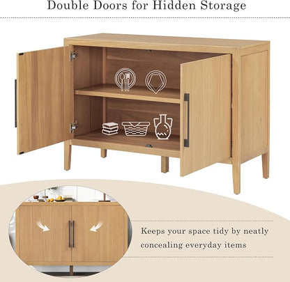 Merax Modern Wood Buffet Sideboard with 2 Doors | Farmhouse Free Standing Storge Cabinet Console Table for Living Room Dinning Room Hallway Natural