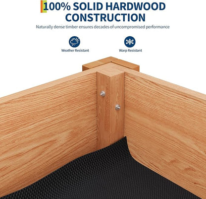 72x 23x30IN Raised Garden Bed Outdoors with High Legs & Hooks, Non-Woven Liner, Elevated Wooden Large Planter Box for Backyard, Patio, Balcony w/Divider Panel, 6 Legs, 300lb Capacity