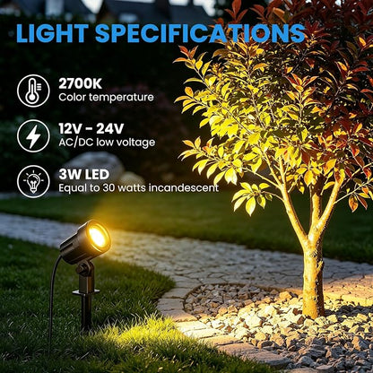 MEIHUA All-in-One Low Voltage Landscape Lighting Kit, Warm White, 12-Pack | Landscape Lights with Transformer 100FT Wire and Connectors 2700K Waterproof Landscape Spotlights for Garden Yard House Tree