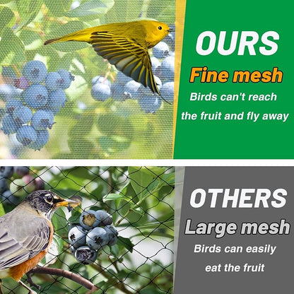 8x20ft Large Garden Netting - Ultra Fine Mesh Plant Covers to Keep Small Animals Pest Out, Bird Barrier for Protecting Vegetables Fruits Flowers Raised Beds (Without Pole)
