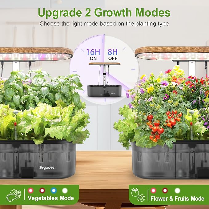 Hydroponics Growing System Indoor Garden: 12 Pods Indoor Herb Garden Kit with LED Grow Light Plant Germination Kit Aeroponic Healthy Fresh Herbs Vegetables Hydroponic Planter for Home Kitchen Office