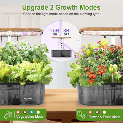Hydroponics Growing System Indoor Garden: 12 Pods Indoor Herb Garden Kit with LED Grow Light Plant Germination Kit Aeroponic Healthy Fresh Herbs Vegetables Hydroponic Planter for Home Kitchen Office