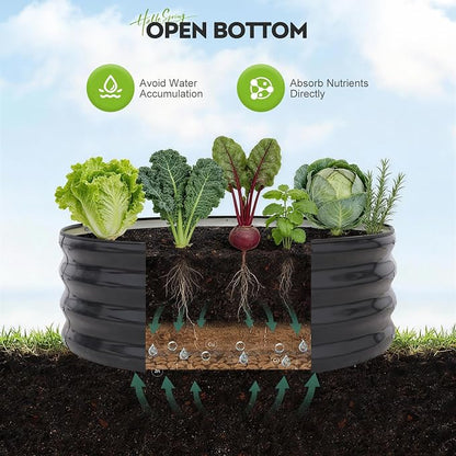 Galvanized Raised Garden Bed Outdoor, Round Metal Planter Boxes 2 Pcs, 3x3x1ft Steel Raised Bed Kit for Planting Vegetables, Fruits, Flowers(Grey)