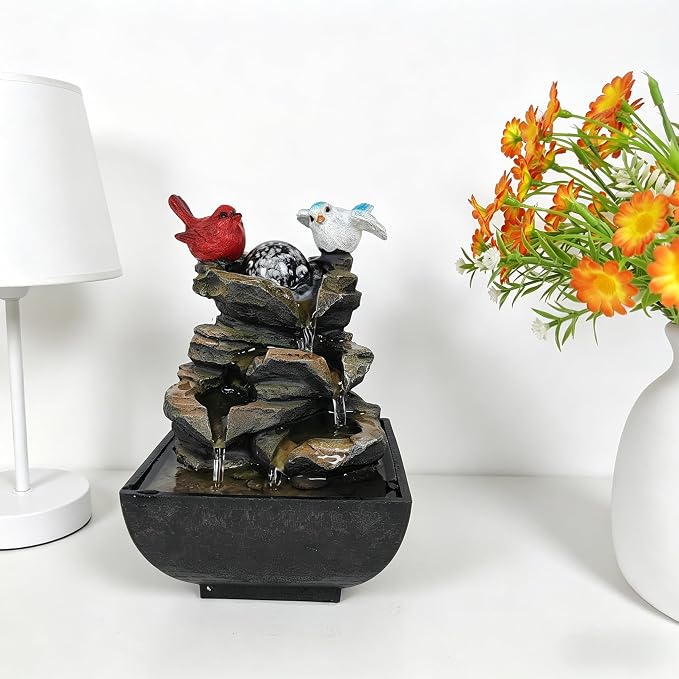 Indoor Water Fountain, Small | Desk Waterfall, Zen Tabletop Design, Home Office Decor, Mini Size
