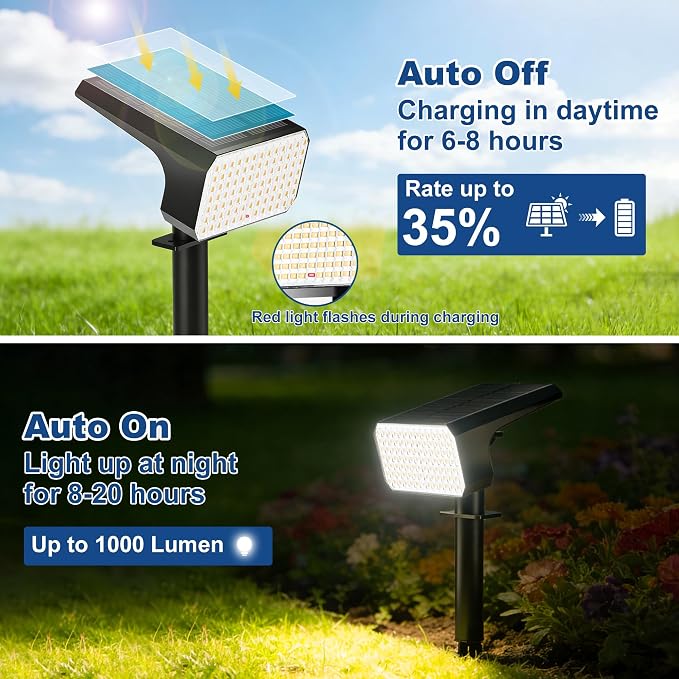 LANSOW 12 Pack Solar Spot Lights Outdoor Waterproof IP67, (90 LED/4 Modes) Solar Landscape Spotlights, 2-in-1 Solar Powered Flood Lights for Yard Garden Pathway Outside Tree, Auto ON/Off(Warm White)
