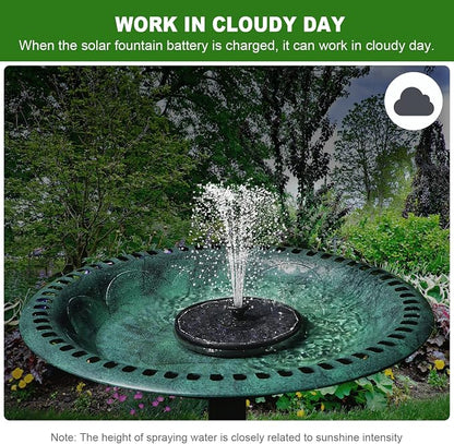 Yzert Solar Fountain with 2000 mAh Battery Backup Works in Cloudy, Glass Solar Powered Bird Bath Fountains with 7 Nozzles, 3.5 W Solar Fountain Pump for Birdbath,Garden, Outdoor, Pond