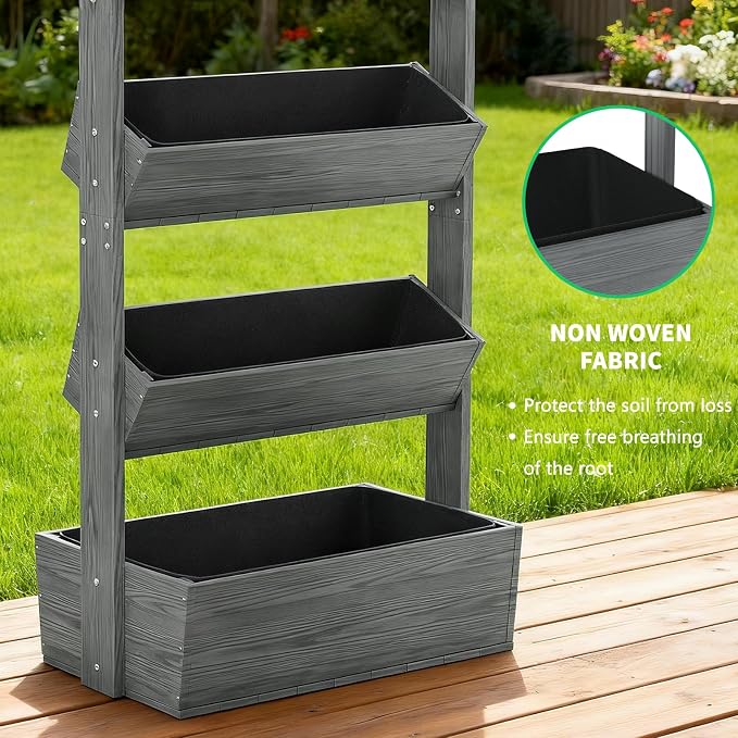 DoCred Vertical Raised Garden Bed, 5 Tier Upgraded Garden Planters Freestanding Wood Plant Stand Flower Rack Wooden Planter Box for Plants Herbs Flowers Vegetables Outdoor Indoor