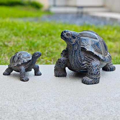 2 Pcs Turtle Outdoor Statue, Tortoise Garden Figurine, Resin Garden Turtles Outdoor Decor for Patio, Lawn, Yard, Pond, Housewarming Mom Gifts