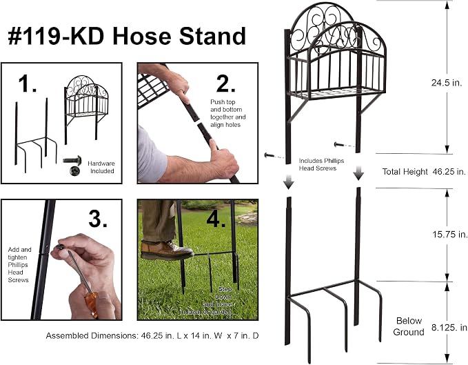 Liberty Garden 119-KD w/Shelf Hose Stand, Black