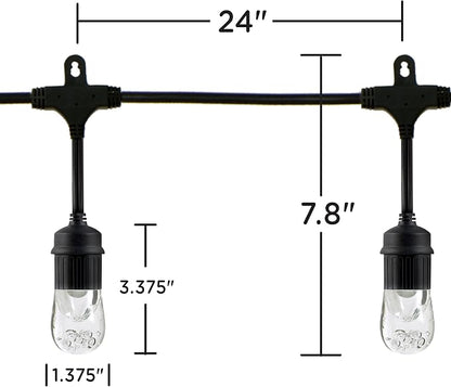Enbrighten Classic Warm White String Lights, 36ft Black Cord, 18 Shatterproof Acrylic Bulbs, Weatherproof, Outdoor String Lights, 33171