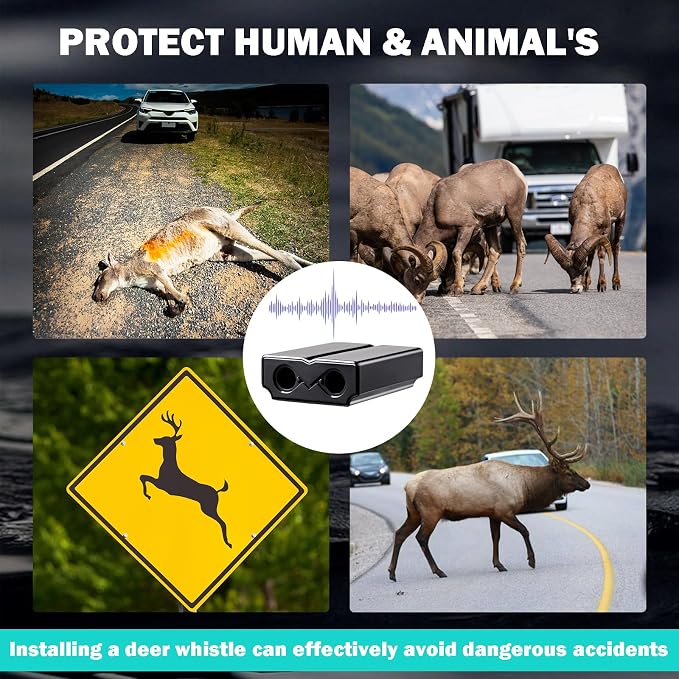 Deer Whistles for Car - Deer Horn for Vehicles, Trunks, Motorcycle, SUV, Deer deterrent Warning Devices Animal Alert for Cars with Extra Tapes（2 Pack）