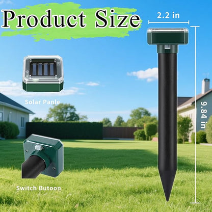 Mole Repellent Solar Powered, Snake Vole Repellent Outdoor Waterproof,Upgraded Ultrasonic Deterrent Groundhog Squirrel Gopher Deer and Chipmunk for Garden Lawns & Yard,10 Pack