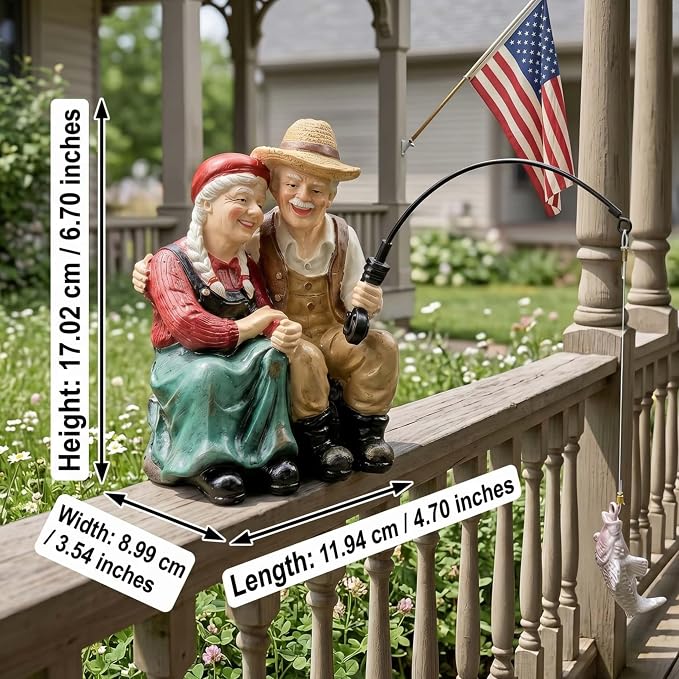 Couple Statues Outdoor, Timeless Moments for A Lifelong Partnership, Pond Ornaments, Poolside Garden Decor, Koi Fish Pond, Unique Fisherman Gifts