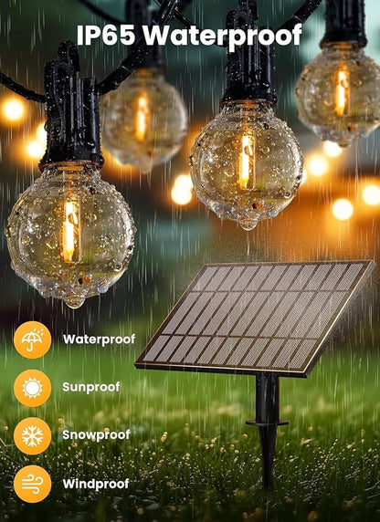 Brightown 38FT 16LED Solar String Lights Outdoor with USB Port, Shatterproof Bulbs, 3 Modes, Patio Lights Solar Powered for Camping Backyard Garden Decor - Last for 20+Hrs