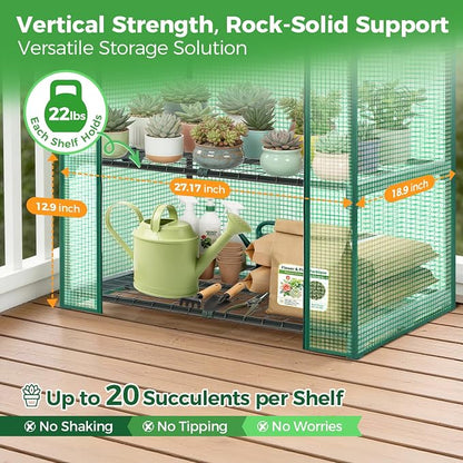 Ohuhu Mini Greenhouse for Indoor Outdoor, 27 x 19 x 62-Inch Small Plant Green House 4-Tier Rack Stand Portable Greenhouses with Durable PE Cover for Seedling, Ideal Gardening Gifts for Women Men