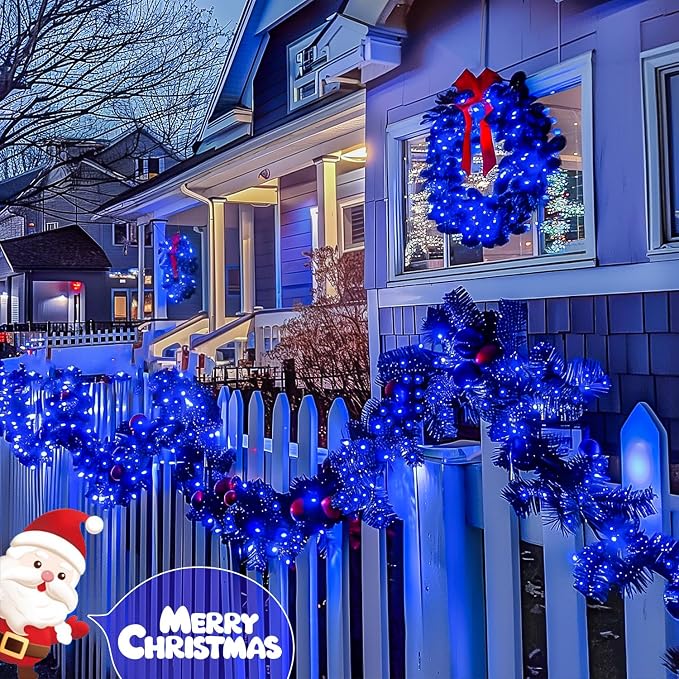 JMEXSUSS 2 Pack Solar String Lights Outdoor, Total 400 LED 151FT, Blue | Outdoor Waterproof, 8 Modes Solar Christmas Lights for Outside Patio Yard Garden Party Tree Christmas Decorations