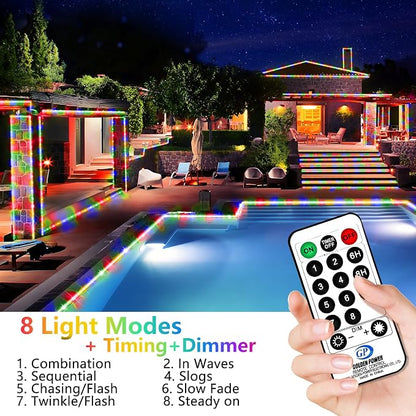 KNONEW 164FT 1000LED Rope Lights for Outside,Outdoor String Lights Waterproof 8 Modes Clear Tube Light for Indoor,Bedroom,Wedding,Garden,Patio,Christmas,Tree,Rv,Holiday Decoration(Multicolor)