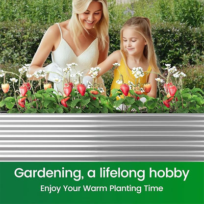 3pcs Tall Galvanized Raised Garden Bed Outdoor,Steel Garden Bed for Vegetables,Above Ground Garden Box for Flower,Metal Raised Beds for Gardening - 4x2x1.5ft