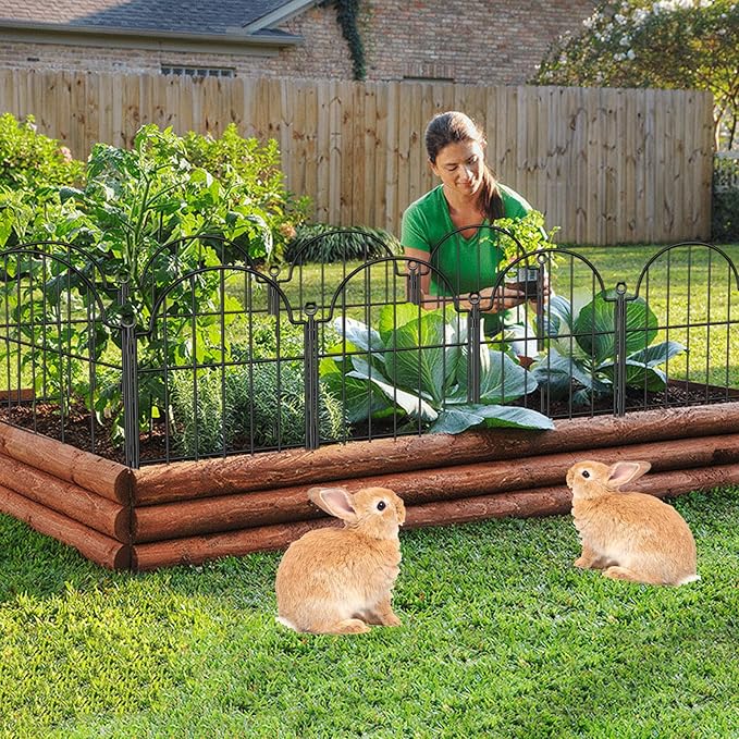 30 Pack Decorative Garden Fence, 17 in(H) x 31 ft(L) Arched Metal No Dig Fence, Ground Stake Animal Barrier Fence for Rabbit Dog, Outdoor Decor for Yard & Patio, Flower Bed Edging