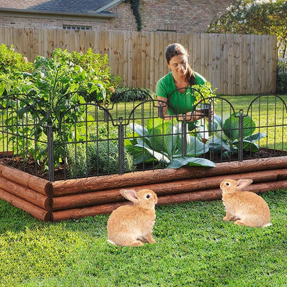Blingluck Decorative Garden Fence, 17 in(H) x 10.83 ft(L) Arched Rustproof Metal No Dig Fence Garden Fence Border, Ground Stake Animal Barrier Fence for Rabbit Dog, Outdoor Decor for Yard & Patio