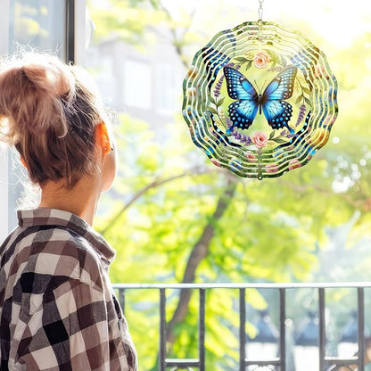 FLAGWIX Butterfly Wind Spinners Outdoor - 3D Stainless Steel Metal Spinner 12 in - Birthday Gifts for Mom, Butterfly Gifts for Women, Yard Decorations Outdoor, Garden Decor