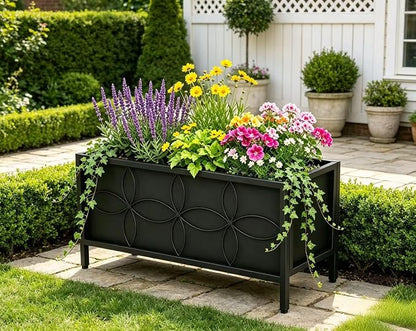 Zhongma Sturdy Raised Garden Bed with Inner Fabric Liners for Vegetables Flower, Planter Box for Backyard Patio Balcony. Inner Size: 33.85x14.17x11 inch