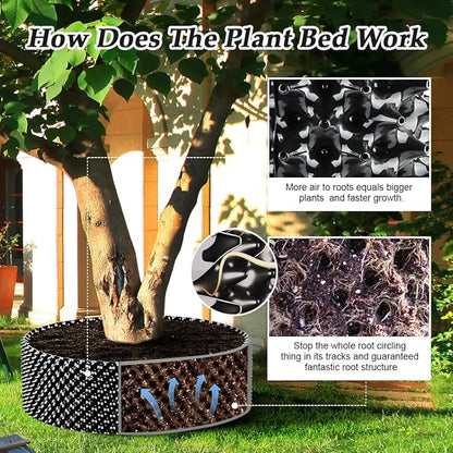 RooTrimmer 60 Gallon Air Pruning Container, Raised Garden Bed Large Tree Pos New Plastic Nursery Pot Fruit Vegetable Garden Grow beds (4 ft Diameter), Black