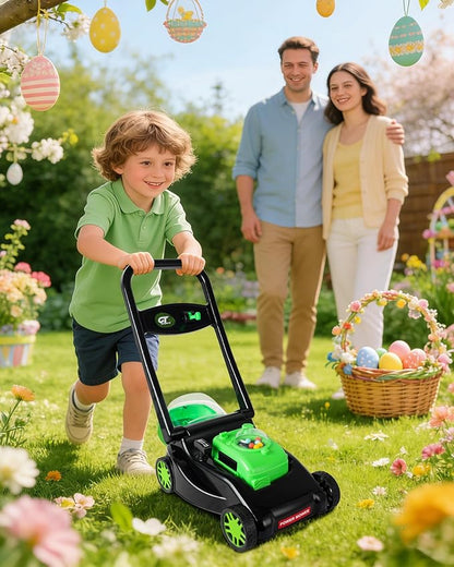 Kids Lawn Mower with Realistic Grass-Cutting Action and Sounds – No Batteries Required | Fun Outdoor Push Toy, Birthday Gift & Holiday Present for 3, 4, 5, 6Year Old Boys and Girls (Black)