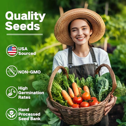 Zone 8 Heirloom Seed Bank, 32 Types Non-GMO Seeds for Planting Vegetables | 30,000+ Garden Seeds for Planting Herbs Fruits, Gardening Gifts for Women Men, Survival Seed Kit for Raised Beds Greenhouses