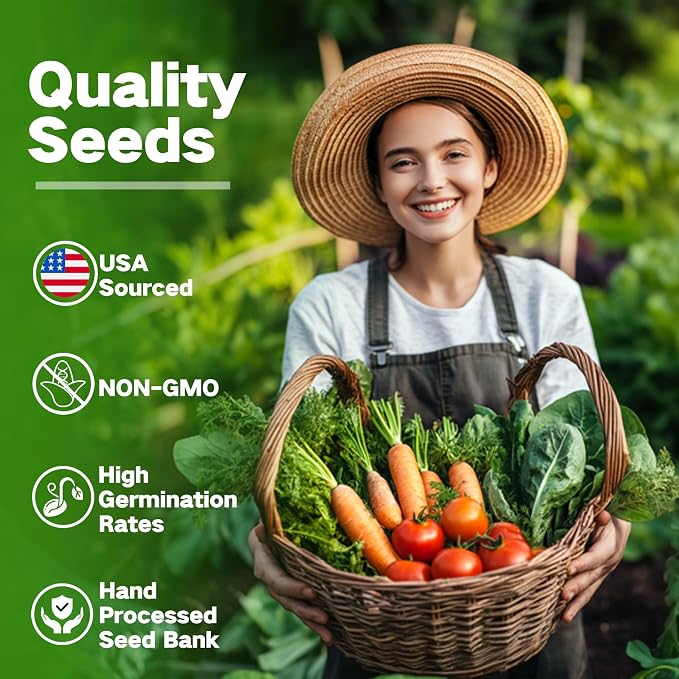 USDA Zone 4 Seed Bank, 32 Varieties Non-GMO Heirloom Vegetable Herb Seeds | Gardening Gifts for Women Men, Emergency Survival Seed Vault Kit for Planting in Raised Garden Bed Greenhouse, Gardener Gifts