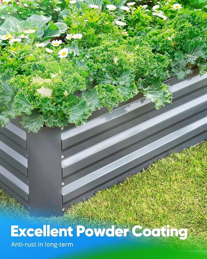 Quictent Galvanized Raised Garden Bed with Crop Cage Plant Protection Net Tent and Shade Cloth Kit Metal Planter Box Bottomless Planting Vegetables Outdoor Backyard Included T Tags Wing Nuts 4x3x1 Ft