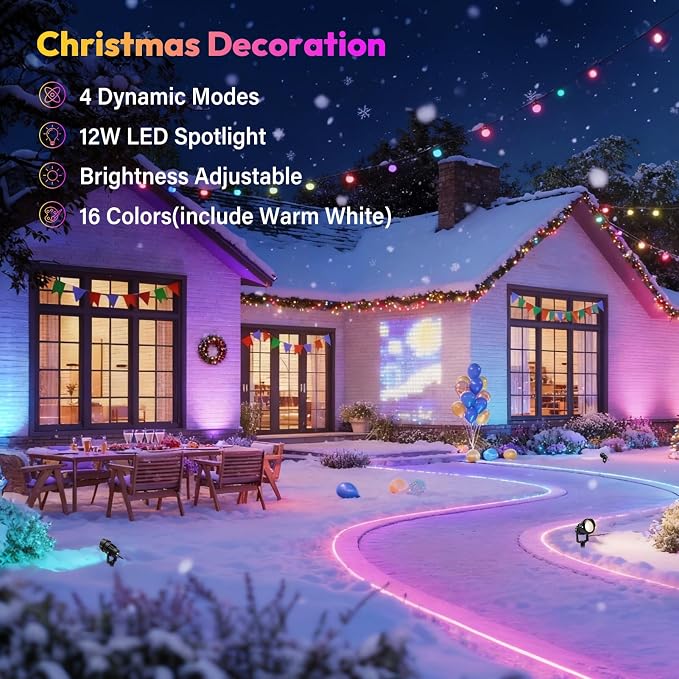 Outdoor Color Changing Landscape Spotlights,12W RGBW Landscape Lighting Waterproof Outdoor Spotlights for Yard Garden Patio Lawn Decorative,6 Packs