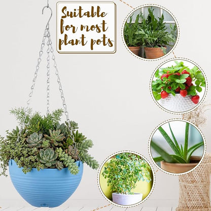 Zopeal 16 Pack Self Watering Hanging Planters 8 Inch Garden Flower Plant Pot Container with Drainer and Chain Round Hanging Pot Plant Basket for Indoor Outdoor Plants(Blue)