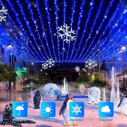 JMEXSUSS 2 Pack Solar String Lights Outdoor, Total 66 FT 200 LED, Blue | Waterproof, 8 Modes, Solar Christmas Lights for Outside Patio Christmas Tree Garden Yard Xmas Decorations