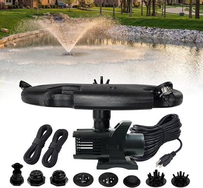 Half Off Ponds 1.75 HP Floating Fountain & Aerator | 14,800 GPH output, 11 spray patterns, White LED lighting, 100 ft cord, Energy-efficient, Lakes & ponds