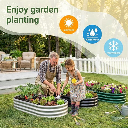 Land Guard 2 Pack 4×2×1ft Galvanized Raised Garden Bed Outdoor, Heavy Duty Bottomless Metal Raised Planter Box for Vegetables, Flowers, Herbs, Backyard Patio Gardening, Silver